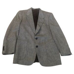 C&R Clothing black white herringbone print 2 button blazer jacket